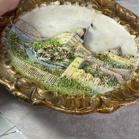 Antique Josef Strnact 3D Neuschwanstein Castle Germany plate . - Picture 2 of 8
